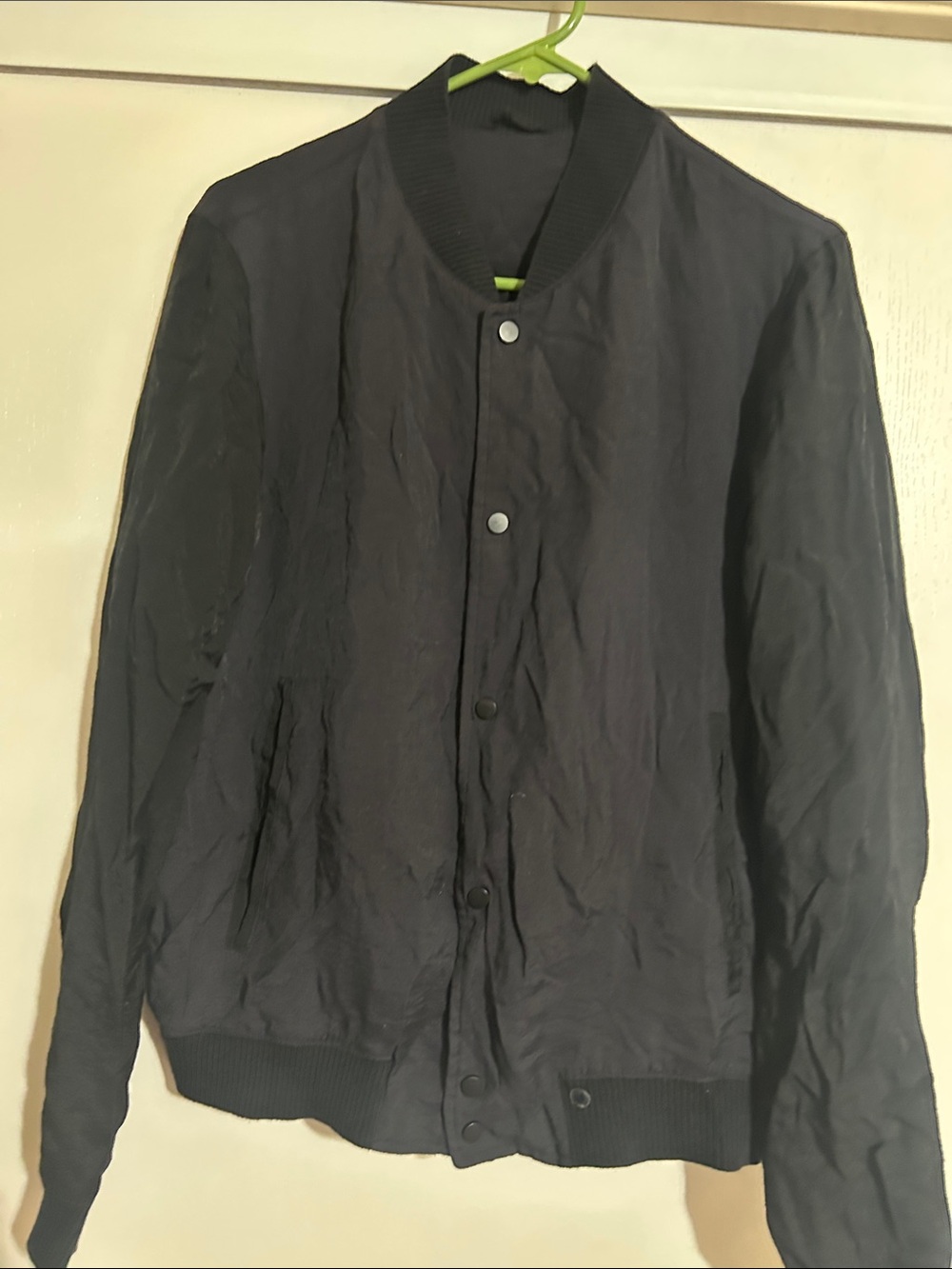 All Saints Black Bomber Jacket - Lightweight Snap-Front